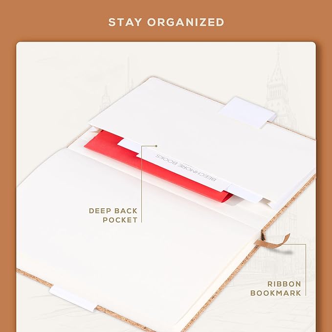 BEECHMORE BOOKS A5 Dotted Journal – 160gsm Thick Paper No-Bleed Bullet Notebook – Hardcover Dot Grid Logbook with Presentation Gift Box – Vegan Leather Sketchbook for Artists & Professionals