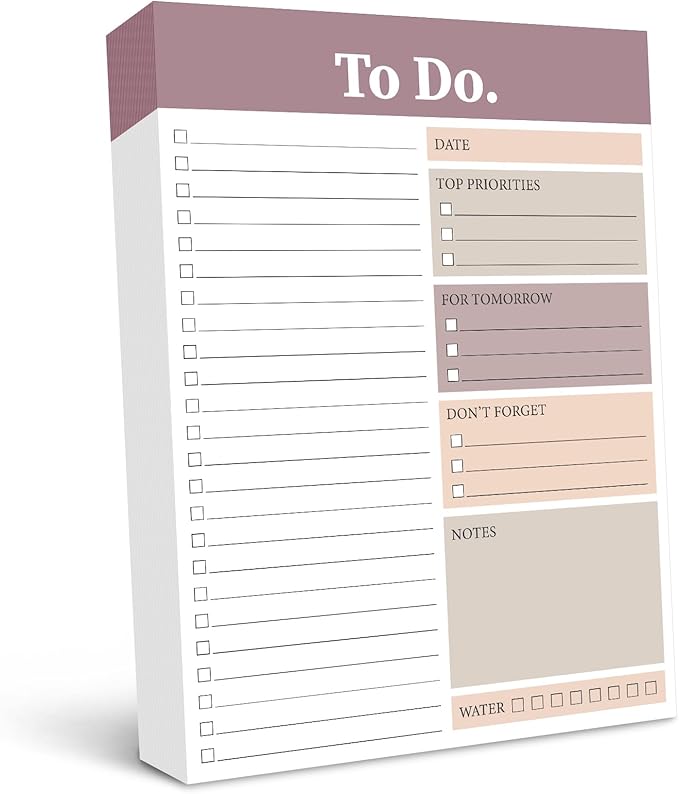 Spakon 300 Sheets Daily to Do List Notepad Notebook Library Card to Do Planner Checklist Memo Writing Pad Schedule Reminder Office Homework Planner for Task, 6" x 8(Elegant,White,Red)