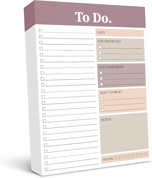 Spakon 300 Sheets Daily to Do List Notepad Notebook Library Card to Do Planner Checklist Memo Writing Pad Schedule Reminder Office Homework Planner for Task, 6" x 8(Elegant,White,Red)