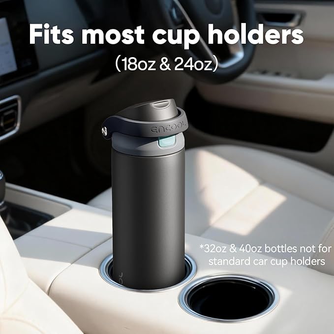 ENCOOL Leakproof Insulated Water Bottle with Straw Dual-Sip Water Bottle Bag-Safe Design for Work, Commute & Gym – Keeps Drinks Cold All Day, 32 oz, Mosaic Butterfly