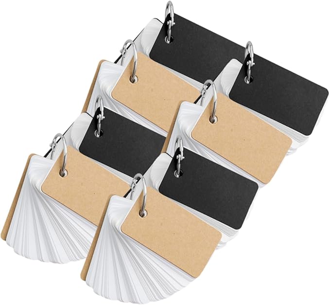 DOITOOL 8pcs Flash Cards Blank Memory Cards Binder Ring for Study Travel Office