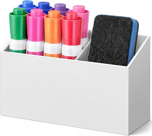 MR.MATE Magnetic Pen Holder, Magnetic Dry Erase Marker Holder for Whiteboard, Non-Slip Pencil Cup Holders for Fridge, Magnet Locker Organizer for Office Classroom Desk Accessories (White)