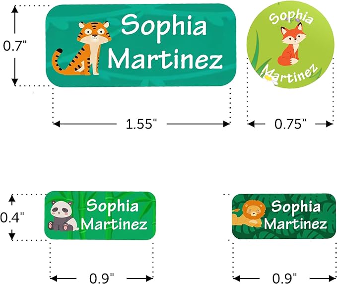 Waterproof Custom Name Stickers (135 Labels) - Personalized Daycare Labels for Clothing, Water Bottles, Lunch Boxes & School Supplies - Ideal for Camp & Daycare - No-Iron (Forest)