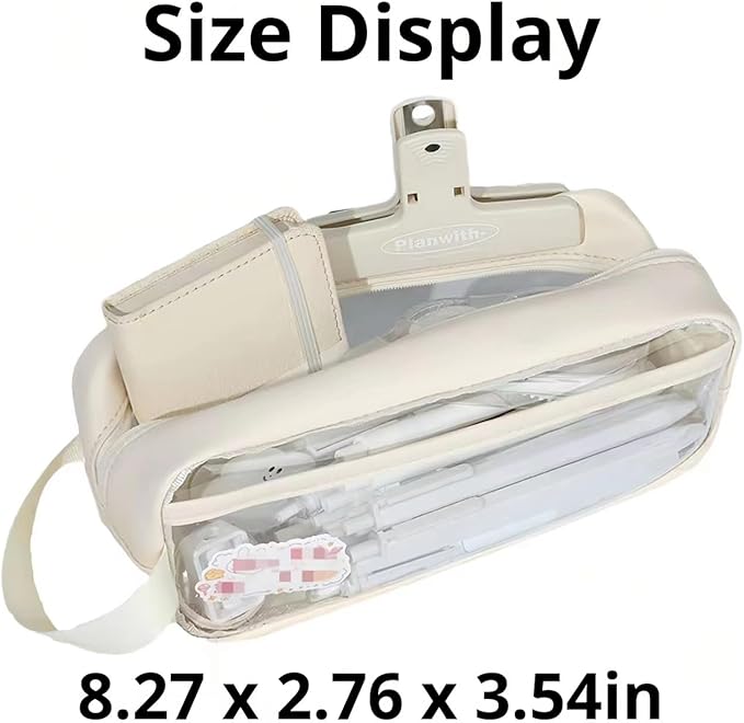 Big Capacity Pencil Case 5 Compartments Large Pencil Pouch Pen Bag Pencil Box Holder Organizer Simple Storage Aesthetic Stationery Cosmetic for Adults Men Women College Office Essentials (White)