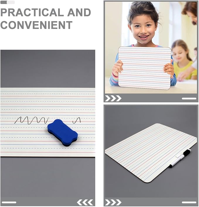 ULTECHNOVO 2pcs 9x12 Inch Dry Erase Whiteboards Four-line Three-Grid Writing Surface, Portable Learning and Office Whiteboard for Teaching and Message Writing