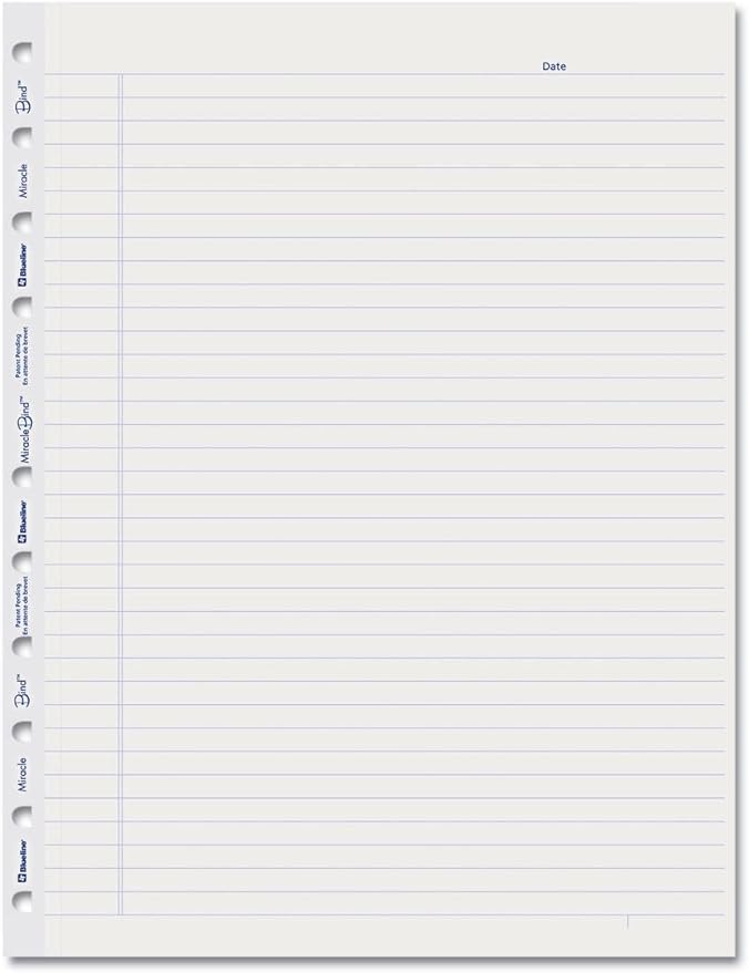 Blueline Miraclebind Ruled Paper Refill Sheets For All Miraclebind Notebooks And Planners, 11 X 9.06, White/blue Sheets, Undated