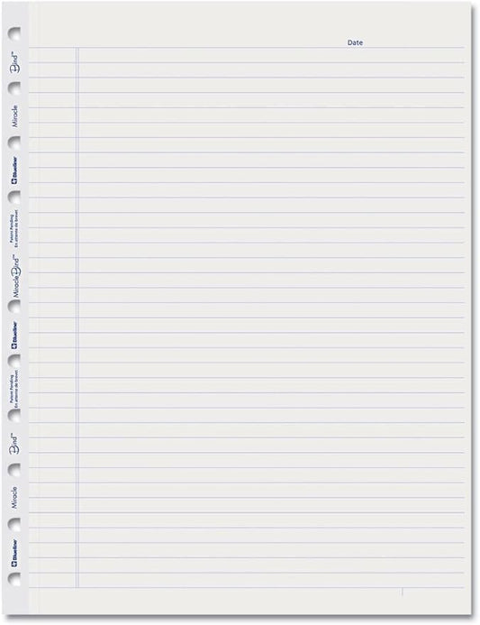 Blueline Miraclebind Ruled Paper Refill Sheets For All Miraclebind Notebooks And Planners, 11 X 9.06, White/blue Sheets, Undated