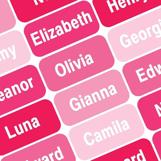 Personalized Waterproof Name Labels Press and Stick Custom Name Stick on Clothing Labels. Customized Up to 3 Lines Great for Camp & Daycare (Lovley Rose Pink)
