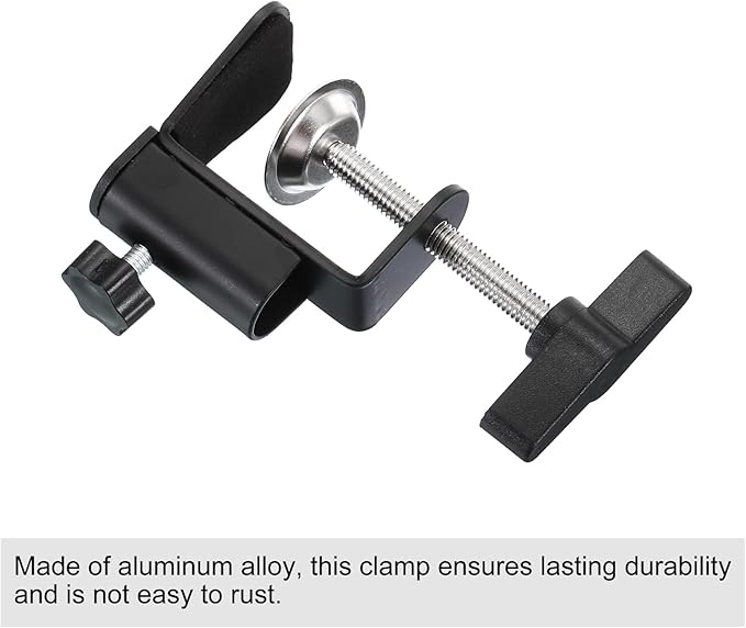 PATIKIL 0.49" Hole Dia. Desk Clamp, 2 Pcs Universal C-Clamp Base with Adjustable Screw for Microphone Mic Arm Table Lamp Mount Holder, Black