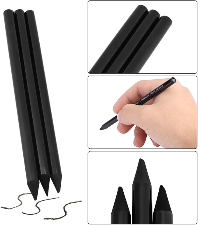 6 Pack Woodless Black Graphite Pencils Set Assorted HB 2B 4B 6B 8B EE Black Soft Sketch Pencils Drawing Set Art Painting Supplies Pencils for Drawing, Sketching Black Pencils for Beginners & Artists