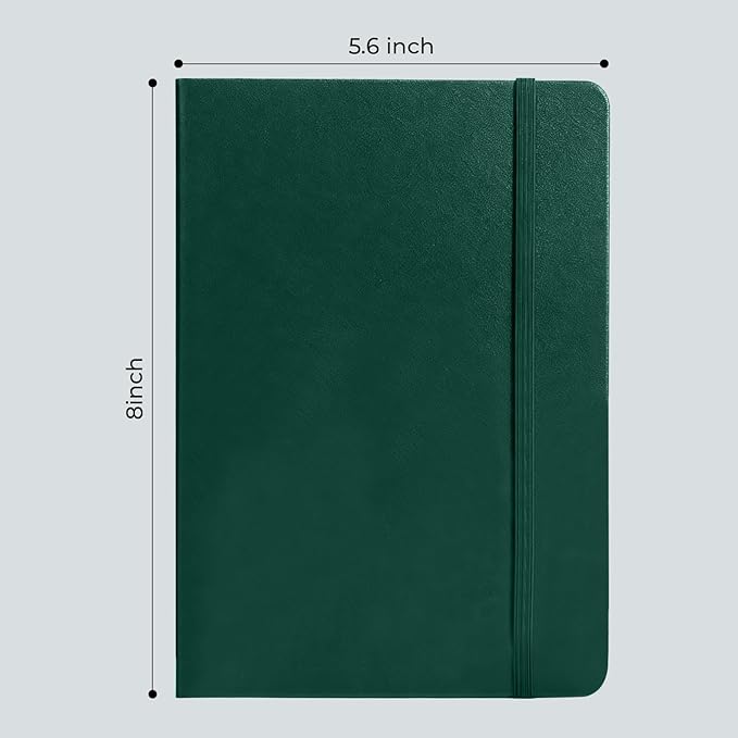 M&G Lined Journal Notebook, 160 Pages, A5 Medium Size 5.6" x 8" for Men Women, 100GSM Thick College Ruled Paper for Journaling, Writing, Work & Office, Leather Hardcover, Green