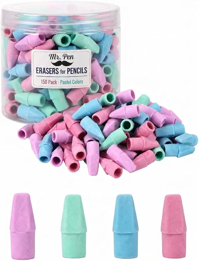 Mr. Pen- Pencil Top Erasers Bulk, 150 Pack, Pastel Colors