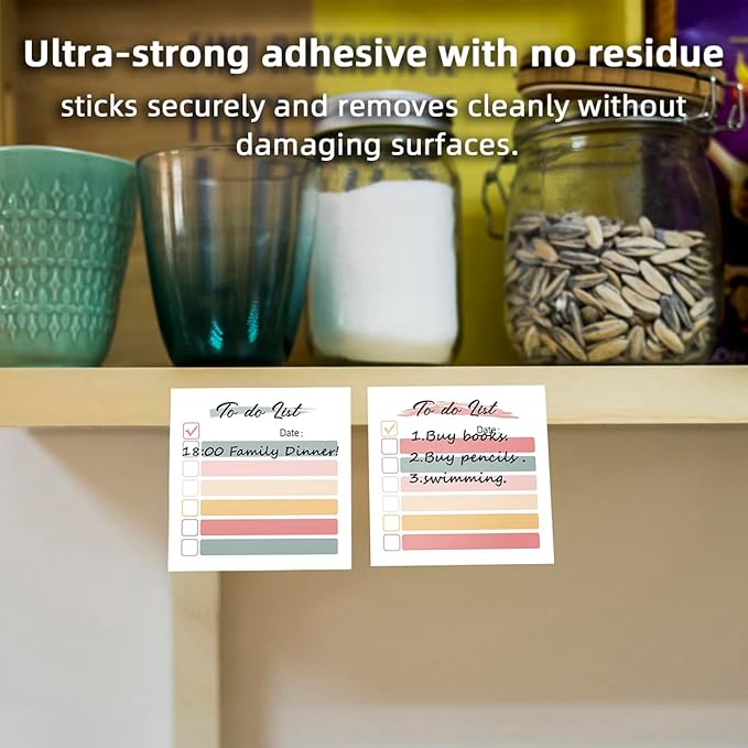 Soft Hue Check 4pcs/200Sheets 3x3 Sticky Notes Set, Vintage Memo Pads with High-Adhesive, Post Reusable Tearable it Notes for Journal Planners Office School Home, Bulk Retro Stationery Gift