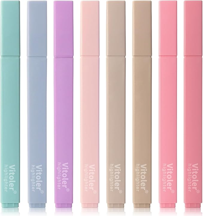 Piochoo Bible Highlighters,8 Colors pastel highlighters, Cute Pens with Chisel Tip for Journaling Office School Bible Study Supplies