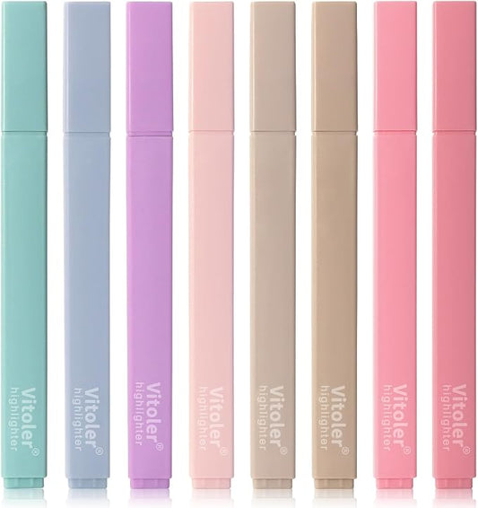 Piochoo Bible Highlighters,8 Colors pastel highlighters, Cute Pens with Chisel Tip for Journaling Office School Bible Study Supplies