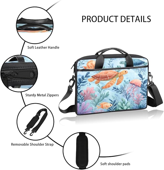 Tropical Sea Turtle Laptop Sleeve Case for 13-15 inch Computer Bag Protective Laptop Handle Bag for Women Men