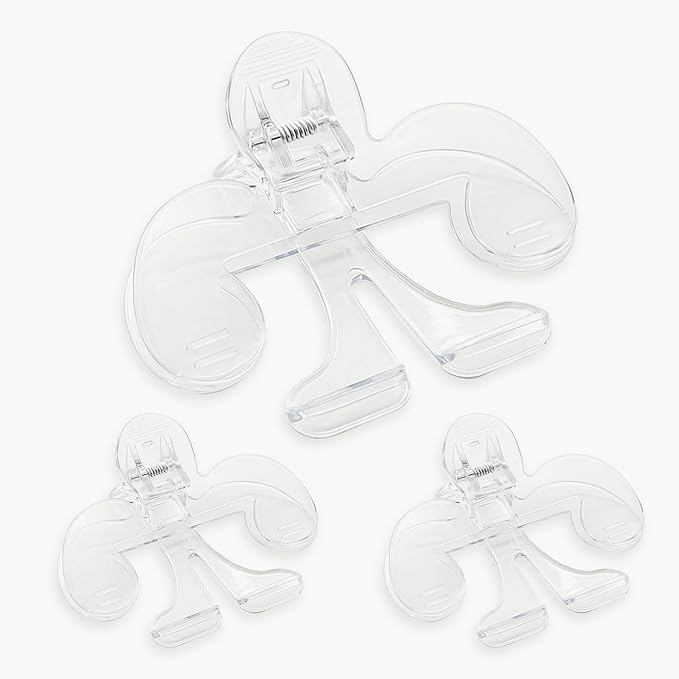 3-Pack Crystal-Clear Book Page Holder Clips - 12° Hands-Free Reading Stand & Page Keeper, High Clarity PC Book Clips for Secure Grip (Transparent)