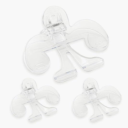 3-Pack Crystal-Clear Book Page Holder Clips - 12° Hands-Free Reading Stand & Page Keeper, High Clarity PC Book Clips for Secure Grip (Transparent)