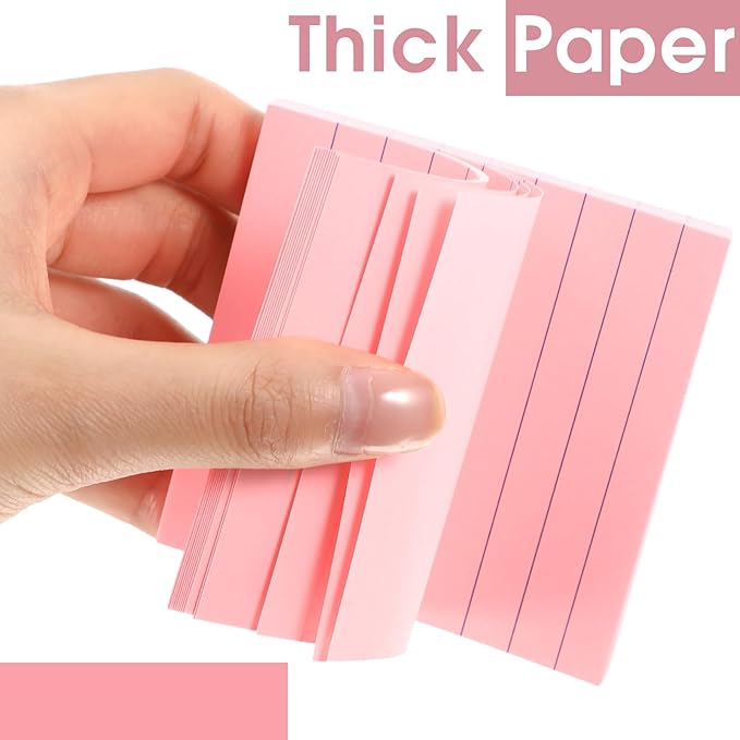 AmazingSpark 12 Pack Lined Sticky Notes 3x3 inch Post Ruled Stickies Super Self Stick Power Memo Pads Multi Colors Notes Pads Vintage Aesthetic School Office Supplies Accessories(Pink)