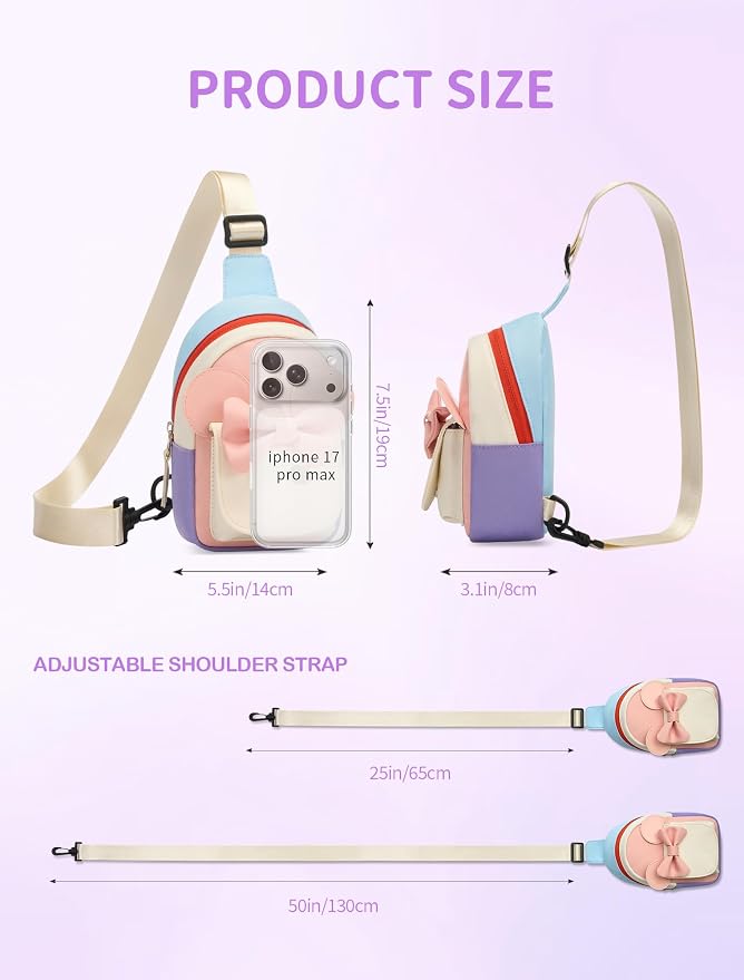 Birthday Back to School Gifts for Girls 3-8, Kids Fanny Pack Toddler Purse | Cute Fashion Sling Crossbody Bag for 3 4 5 6 7 8 Year Old Girls with Adjustable Strap. Perfect for Travel Holiday Essentials