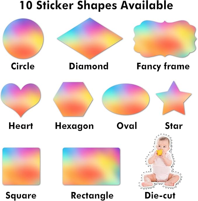 100-500 PCS Custom Stickers Personalized Labels Stickers Customized Stickers with Image Photo Name or Text for Business Logo,Personalized Waterproof,Dishwasher Safe,Vinyl Stickers