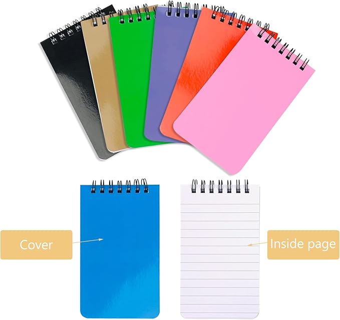 KTOJOY 8 Pack Pocket Notebook Small 3x5 Spiral Notepads With Lined Pages, Small Top Spiral Notebook Little Mini Memo Steno Note Pads for Outdoor Home Office College School