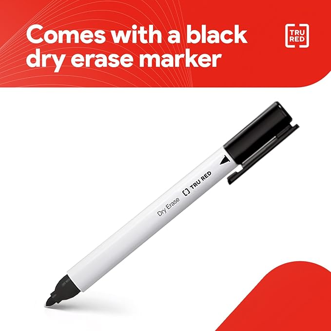 TRU RED Melamine Whiteboard | Large Dry Erase Board for Wall, White Board with Gray Frame, 8ft x 4 ft, 1 Black Marker Included