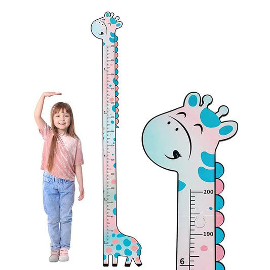 Wooden Growth Chart for Kids,Giraffe Height Chart for Boy Girls,Measuring Board for Kids Height,for Child's Room,Nursery Decor Decoration Wall Art (Blue and Pink Gradient Giraffe)