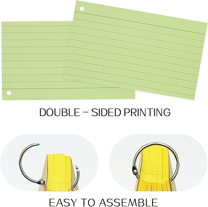 500PCS Colored Index Cards, 3x5 Inches Flash Cards with Ring (3x5(800))