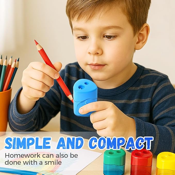 Pencil Sharpeners with Lid, Pencil Sharpeners Manual, Colored Handheld Sharpener Suitable for Kids Adults Students School Class Home Office (8pcs Oval)
