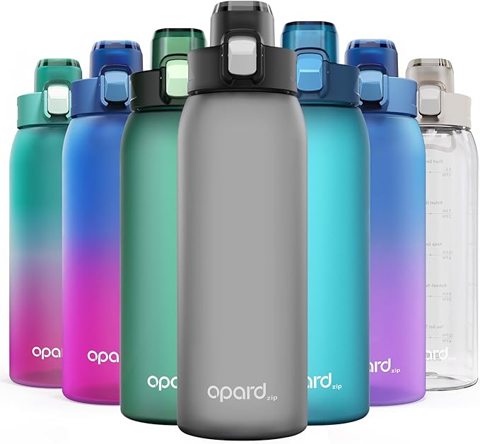 Opard Zip 30oz Plastic Water Bottle Dishwasher Safe, Leakproof Flip-Top Lid, BPA Free Tritan, Wide Mouth Reusable Sports Water Bottle for Gym Hiking Commuting Outdoor Travel and School
