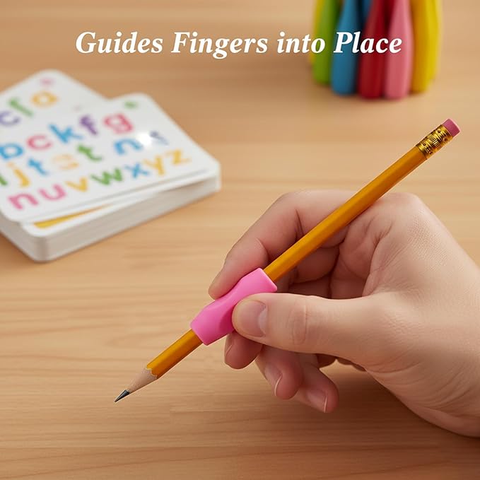 10Pcs Pen Grips Set, Multicolor Silicone Pencil Grips for Kids Adults Handwriting, Flexable Soft Comfortable Pencil Grippers, Pen Cushion Grip Writing Aid Corrective Finger Tool for Students