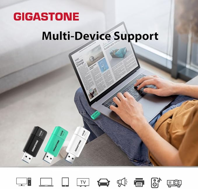 GIGASTONE 512GB Flash Drive, Z60 USB 3.2 Gen 1, 120MB/s Ultra Fast, Retractable Capless Slider Design, Data Storage, Backup for PC/Mac/TV/Car Audio, USB 2.0/3.0/3.1 Compatible