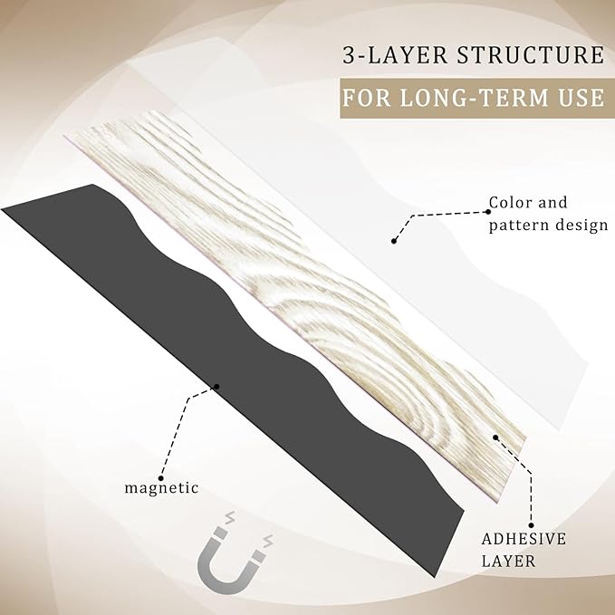 Tellegloww 36 ft Scalloped Magnetic Border Magnetic Border for Whiteboard Bulletin Board Borders Reusable Rolled Borders Trim for Office Chalkboard(Wood Grain)