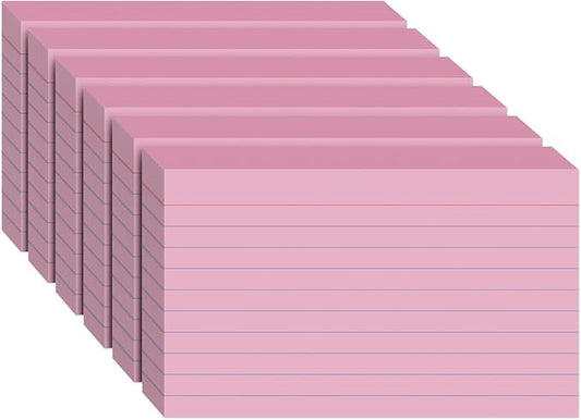 300PCS Index Cards 3 x 5 Inch, Pink Flash Cards, Lined Flashcards Notecards, Flash Cards for Studying, Ruled Front and Blank Back, Note Cards for Office, Home and School