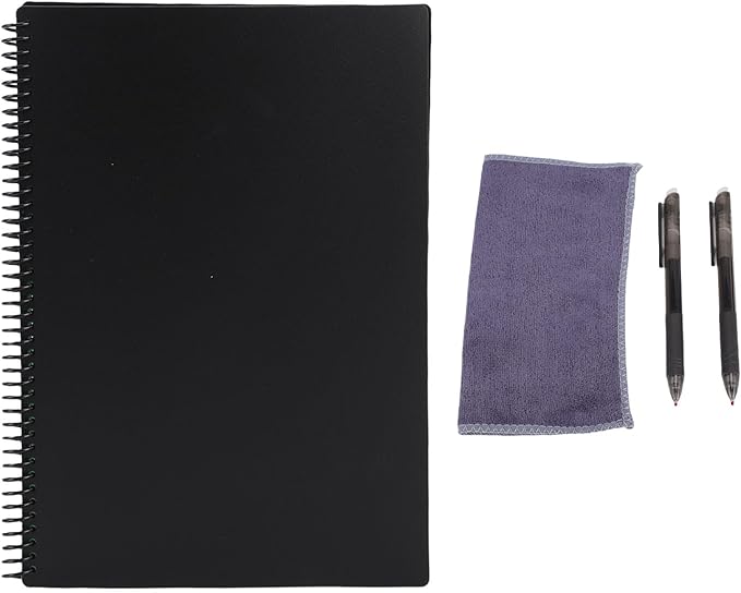 LICAEVEY Reusable Whiteboard Notebook, 180x255mm, 30 Sheets Smart Notepad, Black, Lined and Dotted Notes Pages, App Connected, Erasable