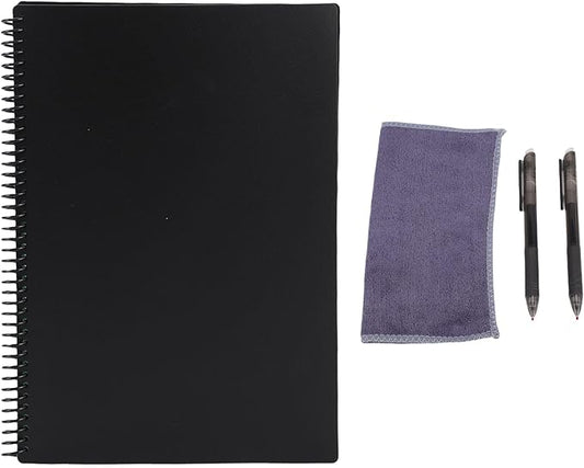 LICAEVEY Reusable Whiteboard Notebook, 180x255mm, 30 Sheets Smart Notepad, Black, Lined and Dotted Notes Pages, App Connected, Erasable