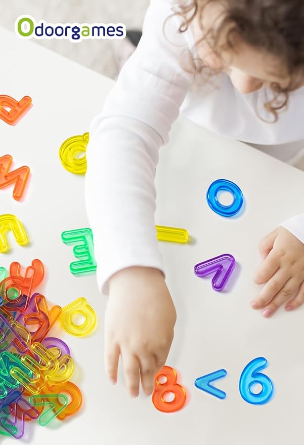 66 Pcs Translucent Letters and Numbers – About 2 Inches - Plastic Alphabet Letters for Kids – Ideal for Light Table Activities, Counting & Spelling Fun
