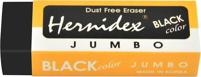 Hernidex #1020 Jumbo Dust-Free Eraser | Effortless Erasing, Clean & Smooth Finish, Gentle on Paper, Black Bulk Pack 20pcs Erasers for Art Drawing School
