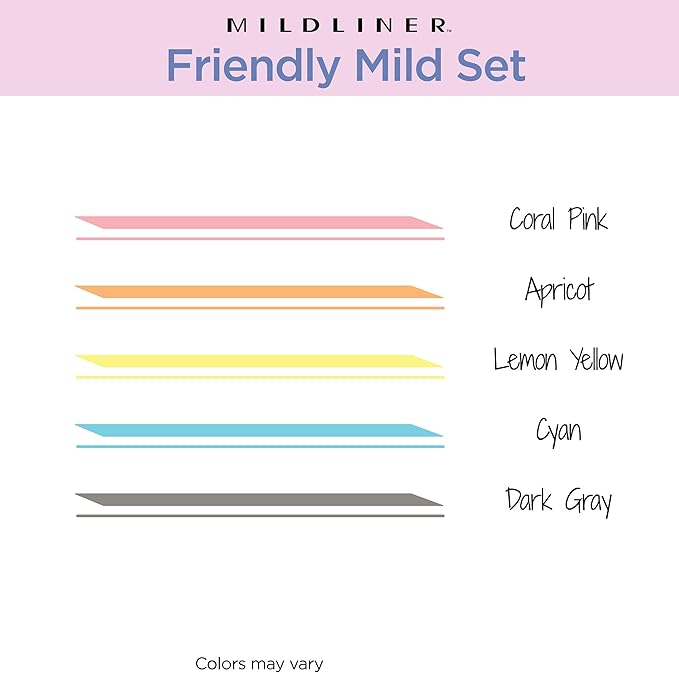 Zebra Pen Mildliner Dual-Tip Highlighter Set, Broad and Fine Tips, No Bleed, Ideal for Bible Highlighting, Journaling, Note-Taking and School Supplies, Assorted Friendly Ink Color, 5-Pack (78505)