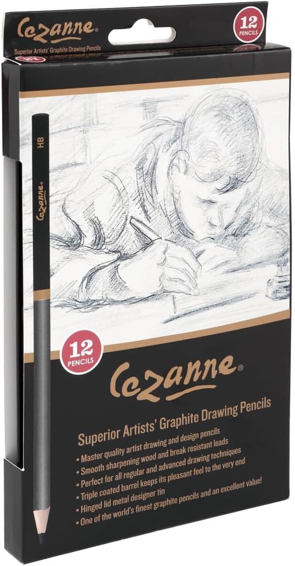 Cezanne Graphite Drawing Pencils Set - Assorted Set of 12 Break-Resistant Graphite Lead, Easy-to-Sharpen Sketch Pencils, Master Artist Quality Graphite Pencils for Technical and Artistic Drawing