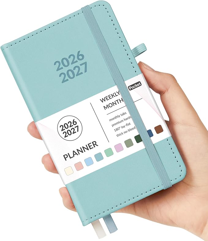 Forvencer Pocket Planner 2026-2027, Weekly Monthly Planners for Purse, 3.5" x 6", July 2026-June 2027, Cute Small Daily Academic Calendar, Elastic Band, Hardcover Agenda for Women, Teacher
