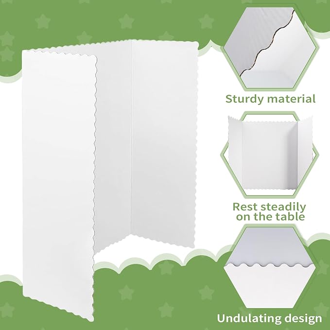 26 Pcs Tri Fold Board Bulk, Science Fair Presentation Display Poster Single Wall Lightweight Trifold Project Board (14 x 22 Inch, White)
