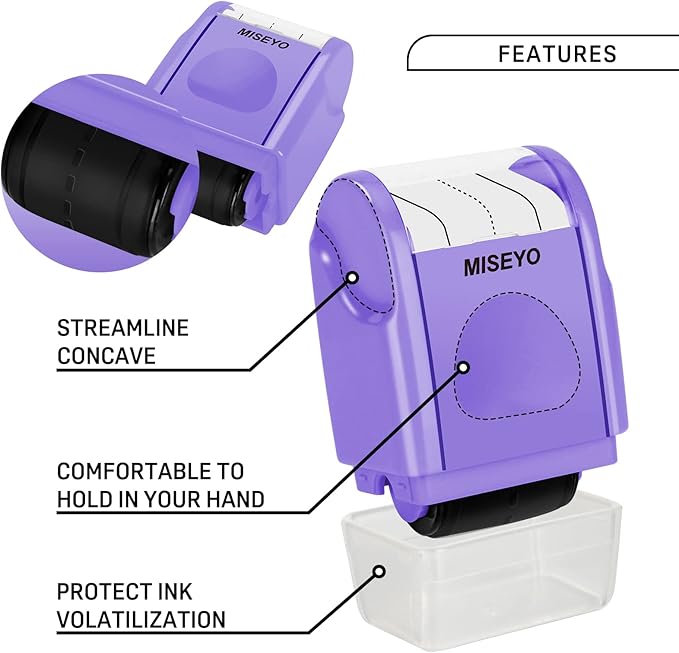 Miseyo Dashed Handwriting Lines Practice Roller Stamp,Self-Inking Line Rolling Stamps for Kids Writing - Purple