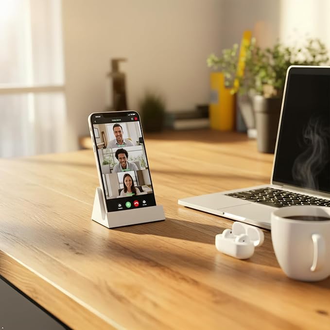 Concrete phone stand, desktop phone stand, multifunctional stand, compatible with iPhone 16/15/14/13/12 smartphones (White)