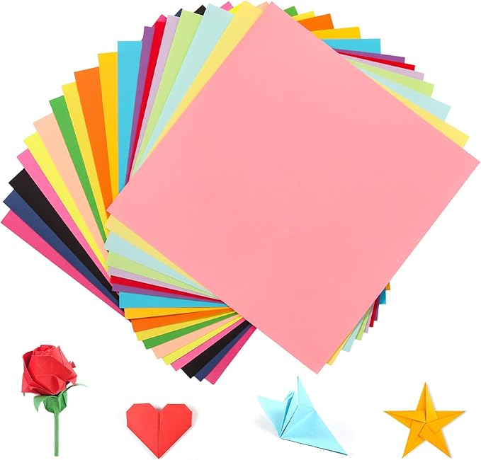 Prudiut Origami Paper 6x6in, 200 Sheets, 20 Colors, Square Craft for Arts and Crafts, Scrapbook Paper, Colored Paper, Origami Kit Supplies for Kids Ages 14+, Multi-Project Use
