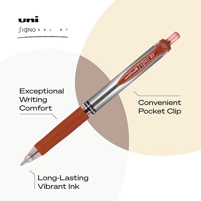 uniball Signo RT Gel Pens, Medium Point (0.7mm), Red, 12 Pack