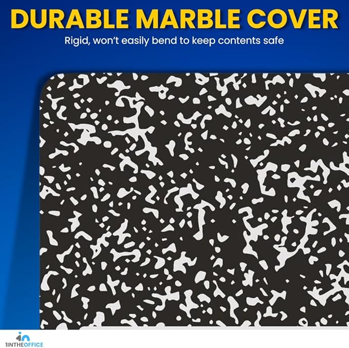 1InTheOffice Composition Notebook Wide Ruled, 1 Subject Notebook, Marble, 7.5" x 9.75", 100 Sheets, Black, 4 Pack
