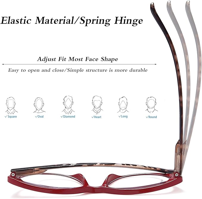 EYEURL 4-Pack Cat Eye Reading Glasses for Women Blue Light Blocking Fashion Computer Glasses Anti-Glare Cat Eye Readers For Women,3.0