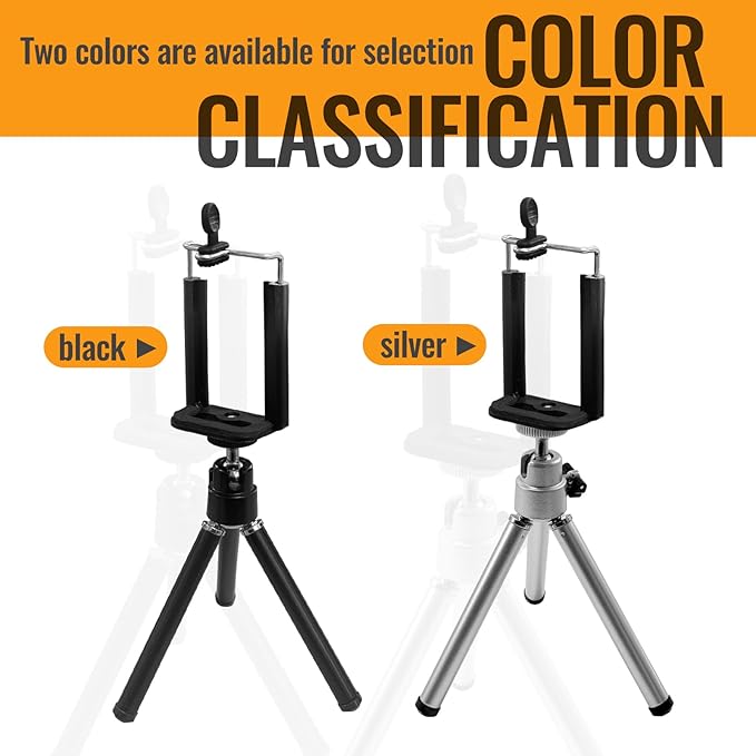 Mini Portble Extendable Phone Tripod Stand with Clip, 360° Ball Head Desktop Tripod Compatible with All Cellphone Mini Camera for Vlogging, Travel, Video Recording (Silver)